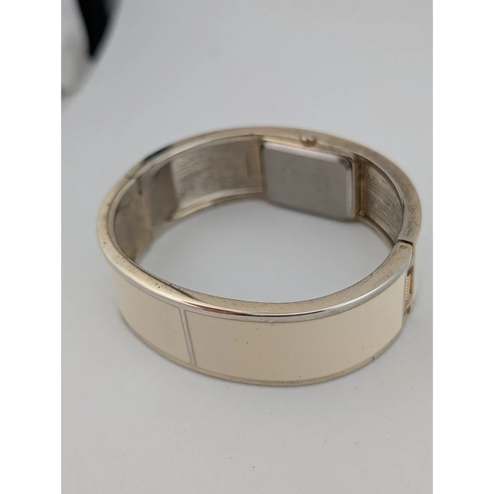 Embassy by Gruen Watch Women 20mm Case White Enamel Bangle Band- New Battery